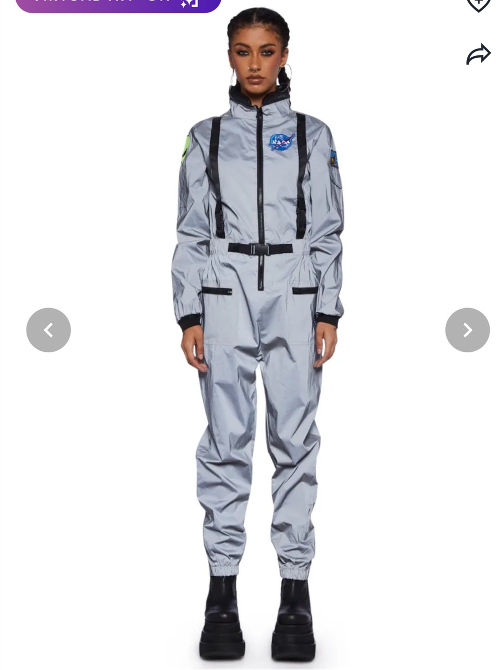 NWT Dolls Kill NASA-TY Reflective Flight Suit Costume